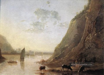  Landschaft Werke - Flussufer mit Kühen Landschaftsmaler Aelbert Cuyp